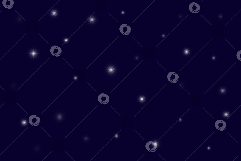 Скачать Светящиеся искры звезд разного размера и интенсивности свечения на темно-синем фоне фотосток Ozero