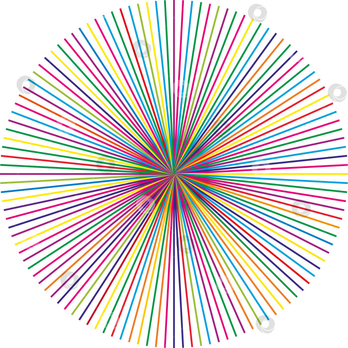 Скачать Разноцветные радиально расходящиеся линии. Абстрактные радужные цветные полосы линии векторного искусства фон солнечных лучей фотосток Ozero