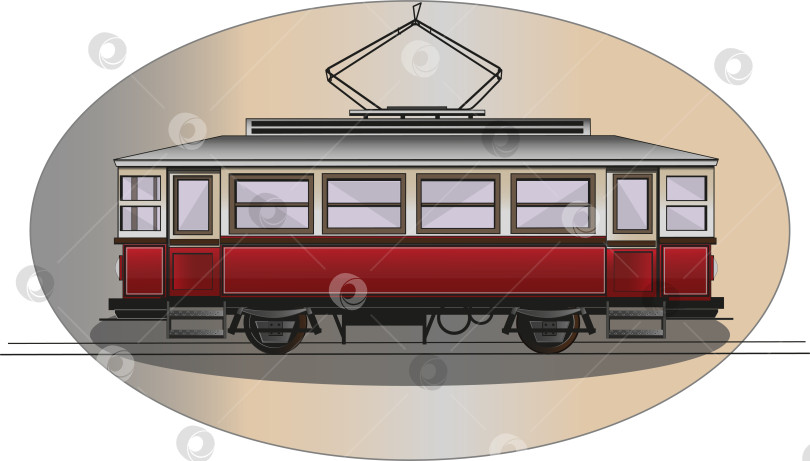 Скачать Ретро трамвай красного цвета фотосток Ozero