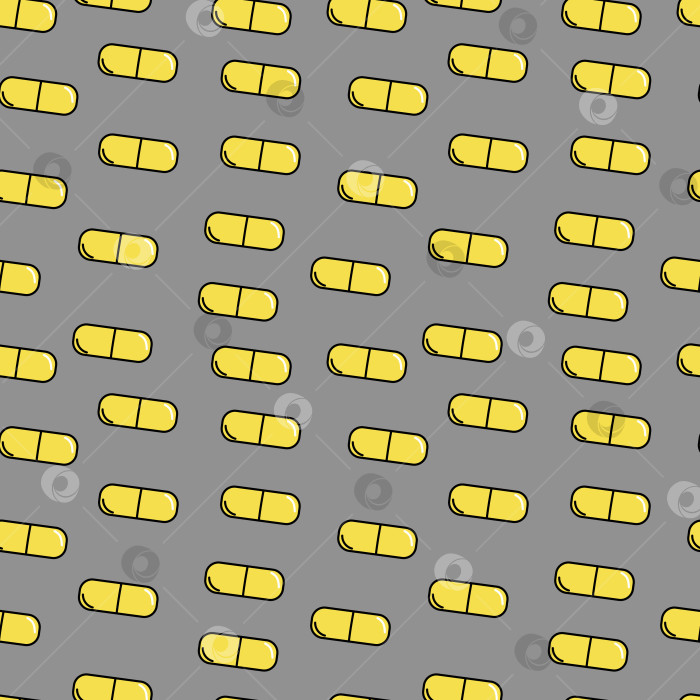 Скачать Серые бесшовные узоры из желтых таблеток размером 1000 на 1000 пикселей. фотосток Ozero