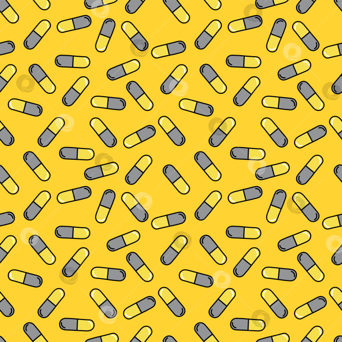 Скачать Желтые бесшовные узоры из серых таблеток, пилюль, пикселей 1000х1000. фотосток Ozero