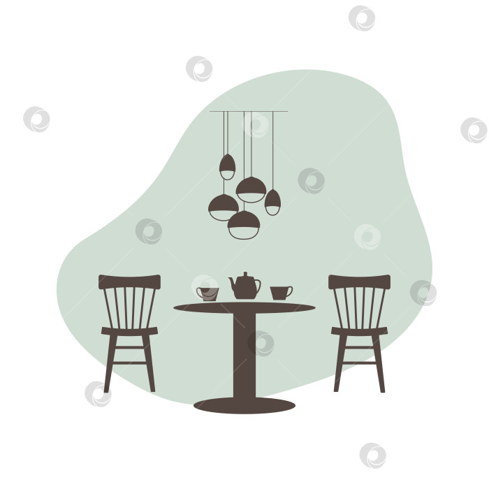 Скачать Стол и стулья в кафе. Мебельная иконка фотосток Ozero