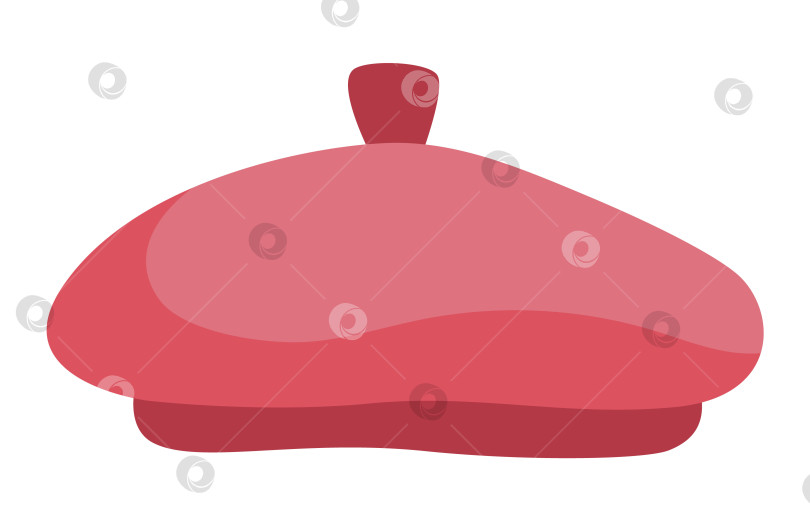 Скачать Векторный значок красного берета. Традиционная французская шляпа. Иллюстрация головного аксессуара, выделенная на белом фоне. фотосток Ozero