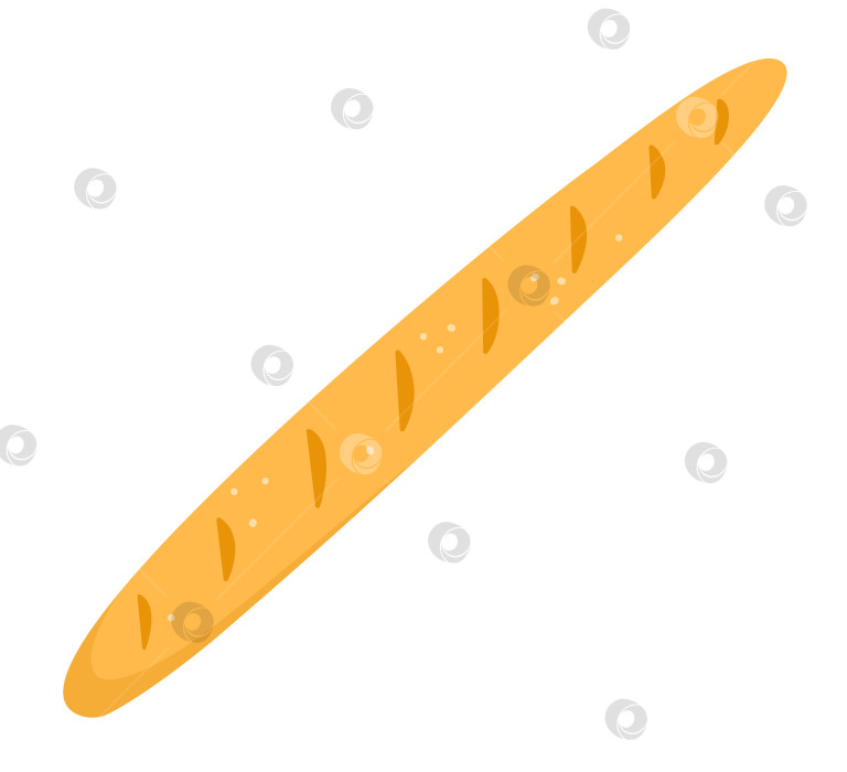 Скачать Векторная иллюстрация плоского багета. Икона французского хлеба. Рулет для завтрака, выделенный на белом фоне фотосток Ozero