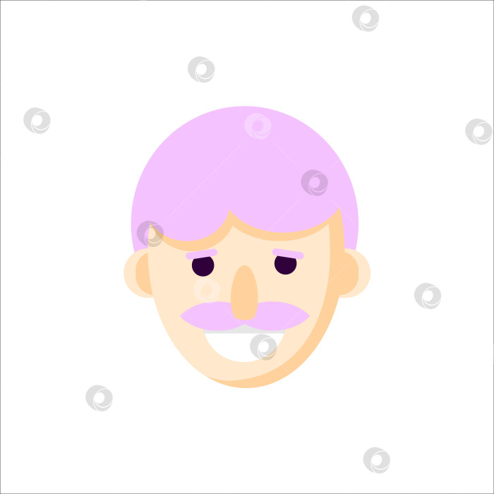 Скачать улыбающееся лицо мужчины с фиолетовыми волосами и усами фотосток Ozero