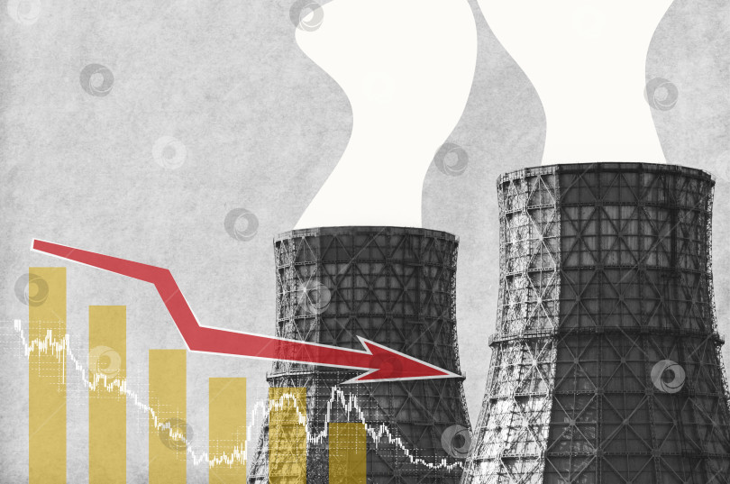 Скачать Концепция энергетического кризиса и растущего спроса на электроэнергию. нехватка электроэнергии. ТЭЦ. художественный коллаж с пространством для копирования. фотосток Ozero