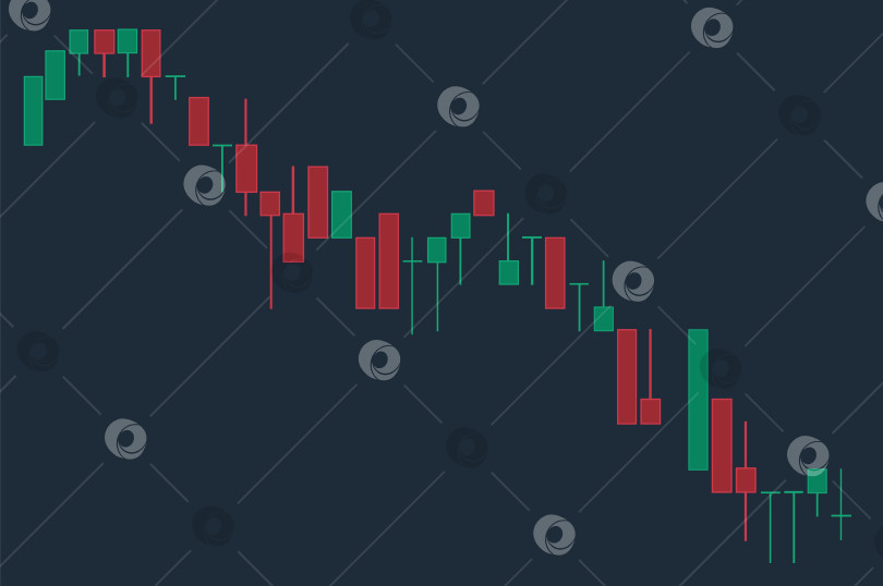 Скачать График финансовых свечей, график с векторной иллюстрацией уровней поддержки и сопротивления. Графический дизайн для торговли на рынке Форекс. фотосток Ozero