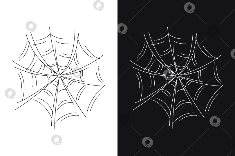 Скачать Страшная паутина как символ Хэллоуина. Черно-белая векторная иллюстрация каракулей. фотосток Ozero