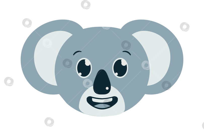 Скачать Аватар милой Коалы. Восхищенная голова австралийского медведя. Морда животного с положительными эмоциями. Изображение для зоопарка фотосток Ozero