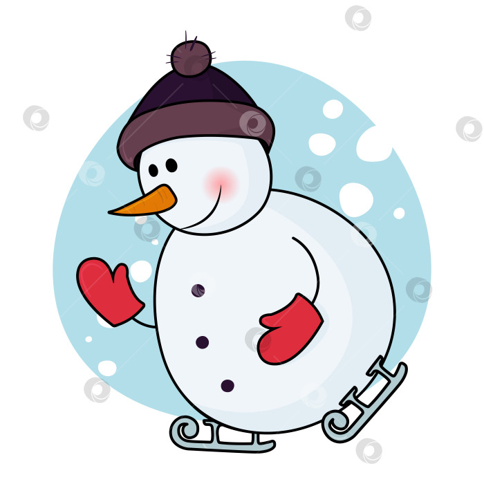 Скачать Новогодняя открытка со снеговиком. фотосток Ozero