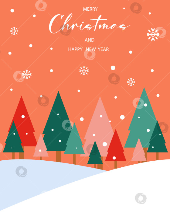 Скачать Поздравительная открытка с Рождеством и Новым годом, плакат. фотосток Ozero
