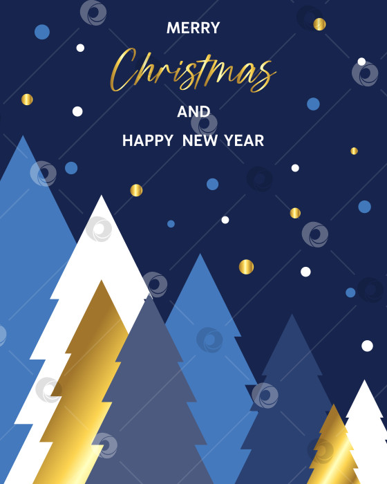 Скачать Поздравительная открытка с новогодними елками на Новый год и Рождество. фотосток Ozero