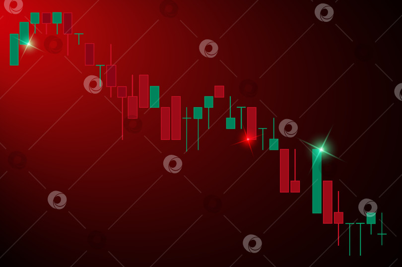 Скачать График финансовых свечей, график с векторной иллюстрацией уровней поддержки и сопротивления. Графический дизайн для торговли на рынке Форекс. фотосток Ozero