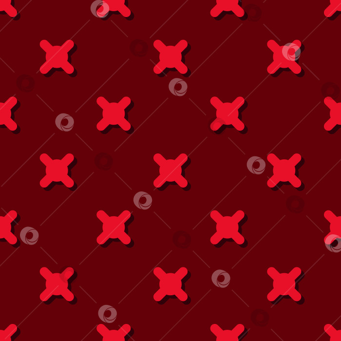 Скачать Бесшовный узор из светло-красных абстрактных геометрических фигур, отбрасывающих тень на красно-бордовый фон. векторная текстура. модный принт для текстиля, обоев и упаковки фотосток Ozero