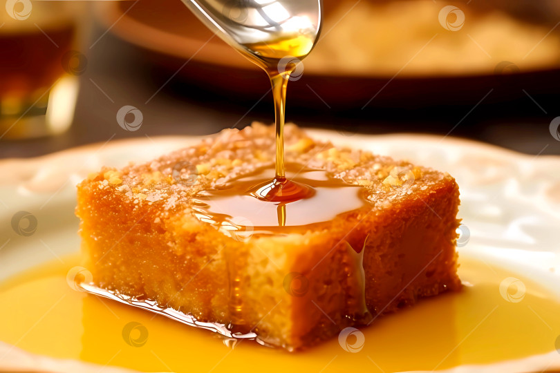 Скачать Басбуса - это пирог из манной крупы, на который наливают мед. восточная кухня фотосток Ozero