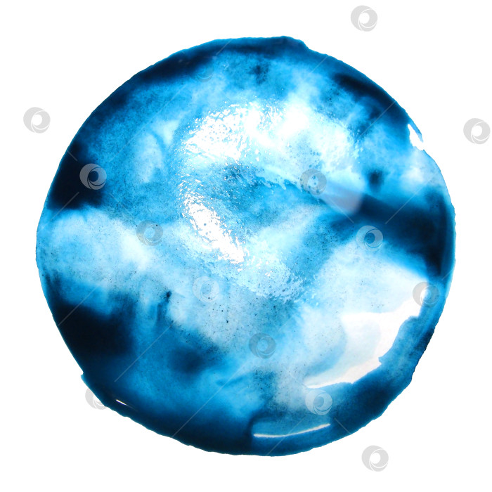 Скачать Акварель темно-синее пятно, клякса, изолированная макрофотография фотосток Ozero