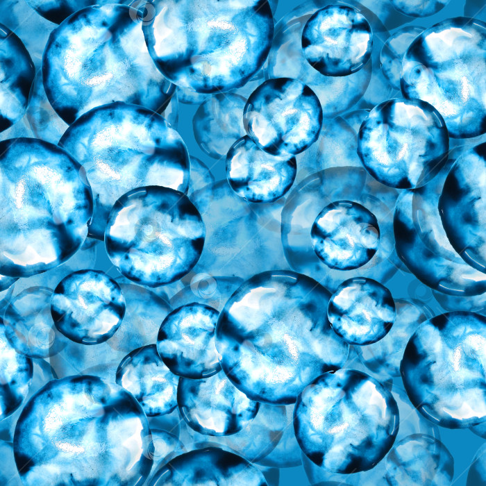 Скачать Акварель темно-синее пятно, клякса, клякса-пузырь бесшовный узор фотосток Ozero