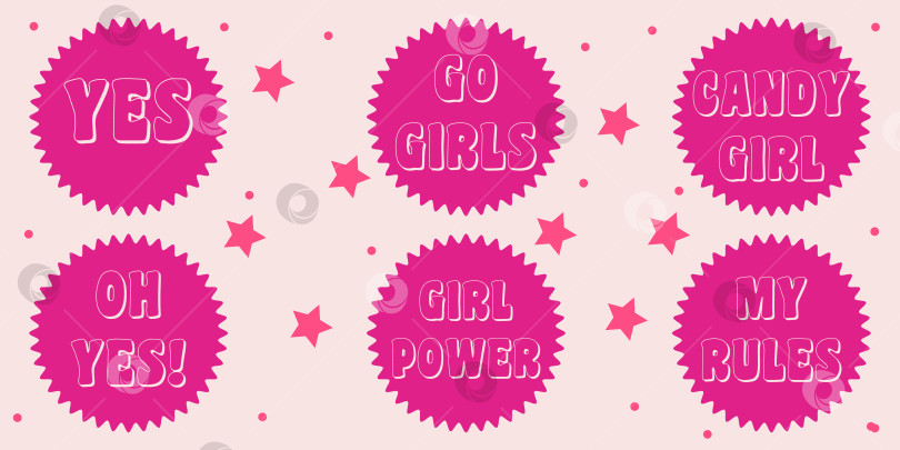 Скачать набор наклеек с девизом для девочек в модном розовом цвете color.jpg фотосток Ozero