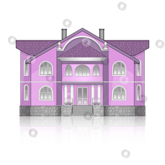 Скачать Красивый двухэтажный розовый дом фотосток Ozero