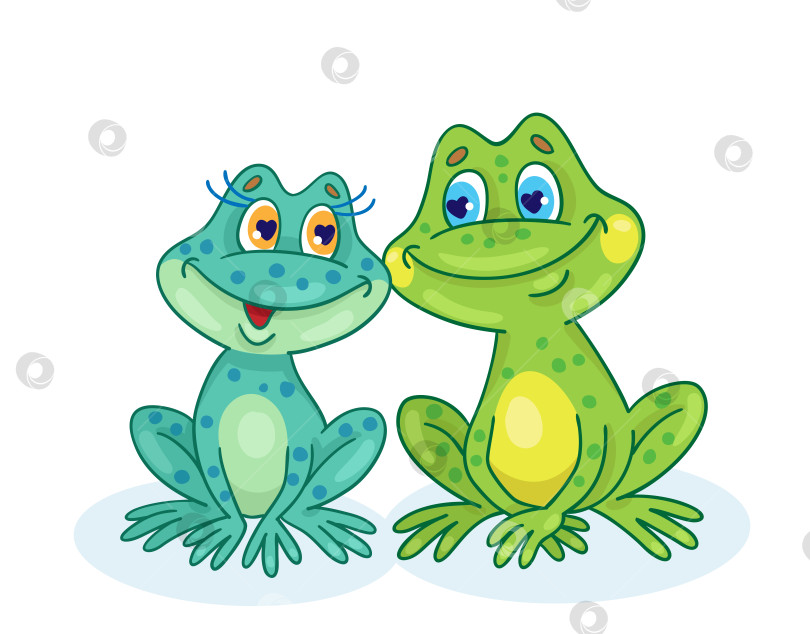 Скачать Две забавные зеленые лягушки сидят вместе. фотосток Ozero