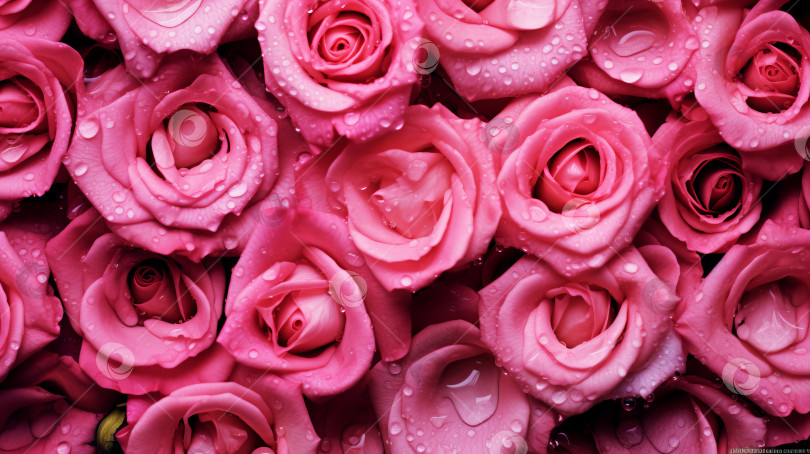 Скачать Фон из розовых свежих роз. Созданный искусственным интеллектом фотосток Ozero