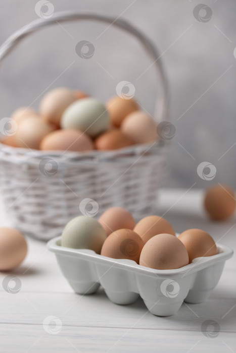 Скачать Свежие фермерские разноцветные яйца от чистокровных кур фотосток Ozero