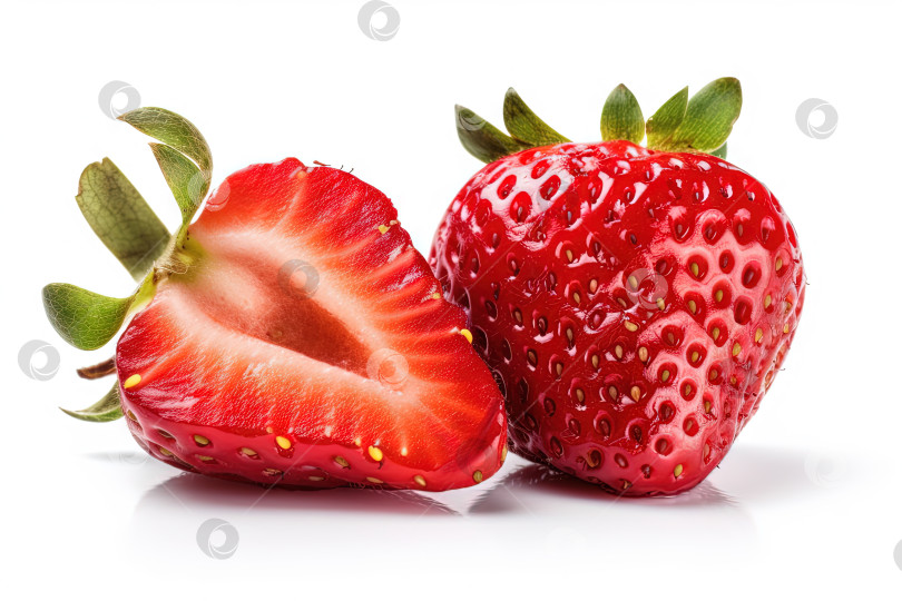 Скачать Клубника на заднем плане. Сочная красная ягода, свежая и сладкая. Сгенерированный искусственный интеллект. фотосток Ozero