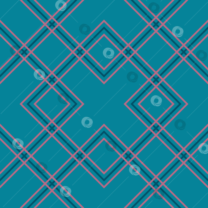 Скачать Бесшовный абстрактный геометрический узор из пересекающихся линий розового и темно-синего цветов на синем фоне. Элегантный клетчатый фон фотосток Ozero