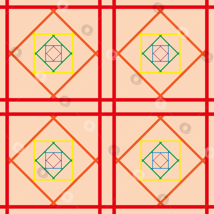 Скачать Узор в стиле ар-деко. Абстрактный бесшовный узор из квадратов радужного цвета фотосток Ozero