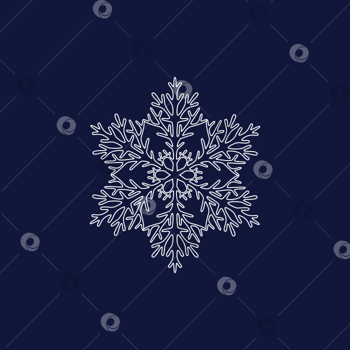 Скачать Снежинка со сложным белым рисунком на синем фоне фотосток Ozero