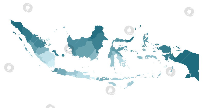 Скачать Векторная изолированная иллюстрация упрощенной административной карты Индонезии. Границы регионов. Яркие силуэты синего цвета хаки фотосток Ozero