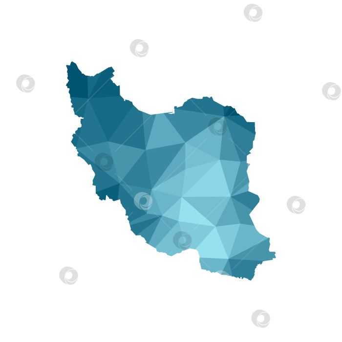 Скачать Значок векторной изолированной иллюстрации с упрощенным синим силуэтом карты Исламской Республики Иран. Многоугольный геометрический стиль, треугольные формы. Белый фон фотосток Ozero