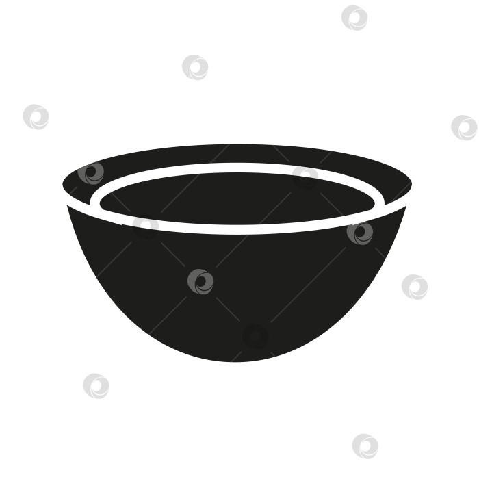 Скачать Пустое блюдо, тарелка, миска для еды выделены черным значком. Иллюстрация векторной графики силуэта. фотосток Ozero
