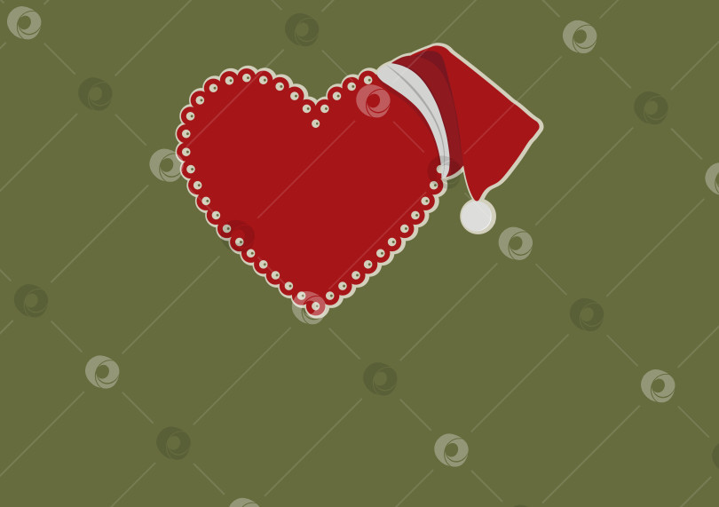 Скачать Векторный рождественский плакат с резным декоративным сердцем и шляпой Санта-Клауса фотосток Ozero