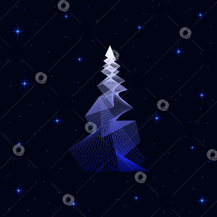 Скачать Рождественская елка современная, с ломаными линиями, зигзагообразная, необычная и красивая на темном фоне со звездами фотосток Ozero