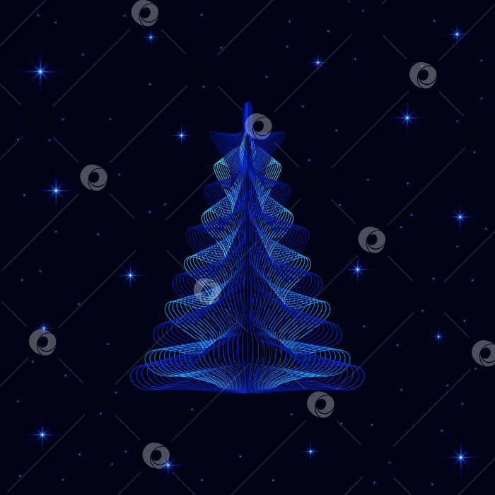 Скачать Рождественская елка современная гладкая необычная красивая симметричная на темном фоне со звездами фотосток Ozero