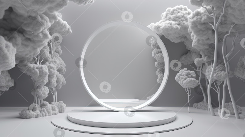 Скачать Абстрактный старинный пьедестал в минималистичной комнате. Интерьер с одним подиумом. Сгенерированный искусственный интеллект. фотосток Ozero