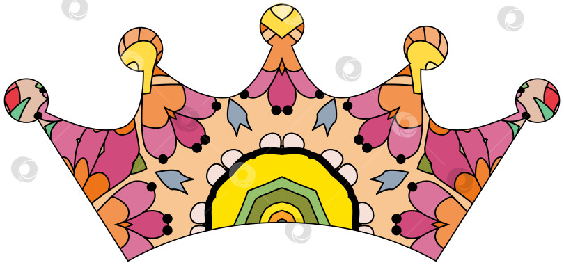 Скачать Стилизованная под зентангл корона. Векторная иллюстрация кружева, нарисованная от руки фотосток Ozero