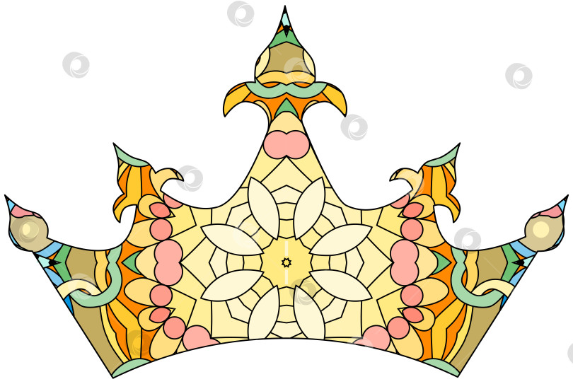 Скачать Стилизованная под зентангл корона. Векторная иллюстрация кружева, нарисованная от руки фотосток Ozero