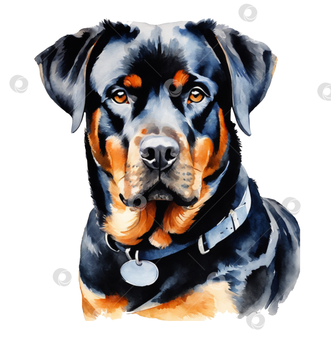 Скачать наклейка с портретом собаки ротвейлер, изолированной на прозрачном фоне фотосток Ozero