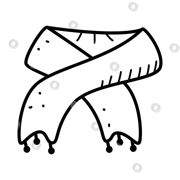 Скачать Теплый вязаный шарф, мультяшная векторная иллюстрация в стиле каракули. Выделено на белом фоне. фотосток Ozero