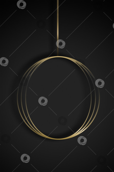Скачать Иллюстрация золотого новогоднего шара на черном фоне для оформления новогоднего дизайна. фотосток Ozero