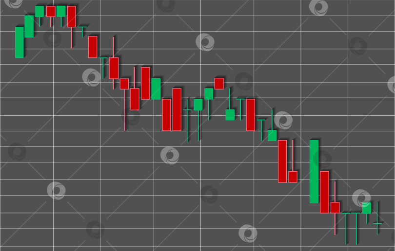 Скачать График финансовых свечей, график с векторной иллюстрацией уровней поддержки и сопротивления. Графический дизайн для торговли на рынке Форекс. фотосток Ozero