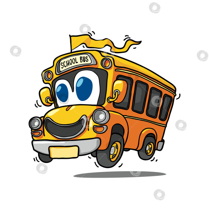 Скачать Весёлый жёлтый автобус торопящийся в школу фотосток Ozero