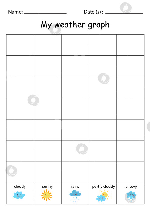 Скачать Мой график погоды. Рабочий лист для изучения погоды. фотосток Ozero