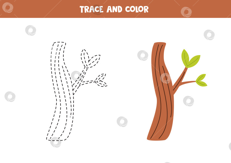 Скачать Нарисуйте и раскрасьте мультяшное эвкалиптовое дерево. Рабочий лист для детей. фотосток Ozero