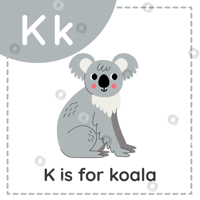 Скачать Карточка с алфавитом животных для детей. Учим букву К. К предназначена для коалы. фотосток Ozero