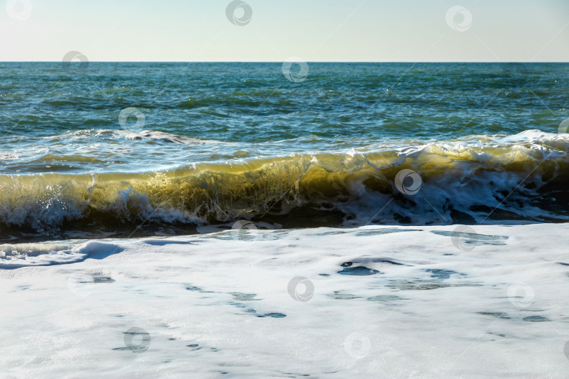 Скачать Вид на волны Черного моря. Прозрачная волнистая морская вода. фотосток Ozero