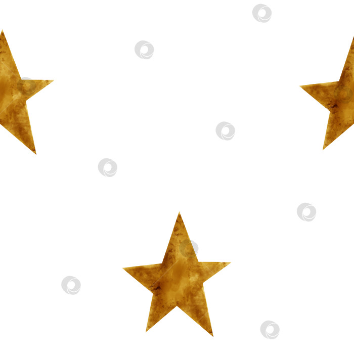 Скачать Акварельный бесшовный узор с золотой рождественской звездой. Рисованный звездный принт для дизайна детской комнаты, рождественская открытка, ткань фотосток Ozero