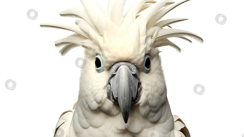 Скачать Крупный план милого ручного попугая какаду. Созданный искусственным интеллектом фотосток Ozero